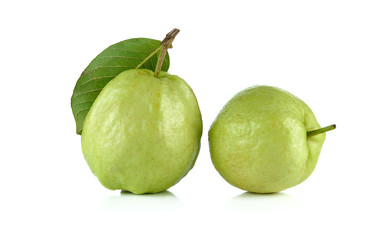 the Fresh green Guava fruit on white background