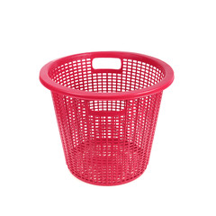 red plastic basket isolated on white background