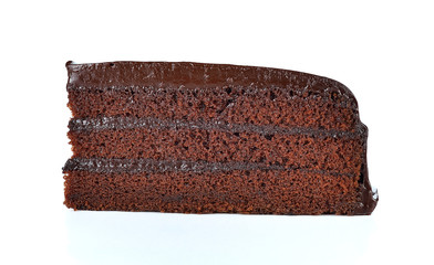 Chocolate cake slic on white background