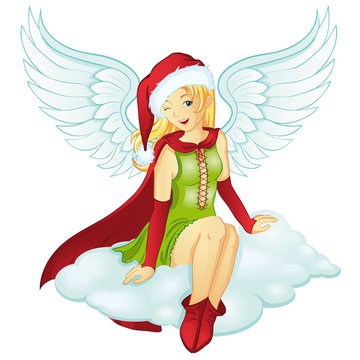 Engel im Weihnachtskostüm