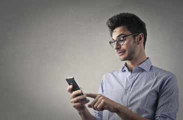 Man using a smart phone