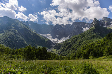 Glacier in the mountains