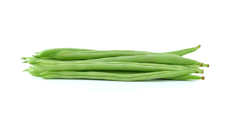 Green beans on white background