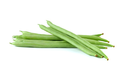 Green beans on white background