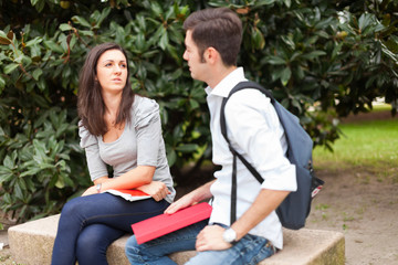 Fototapeta premium Students speaking to each other