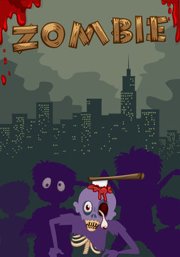 Zombie with axe on head