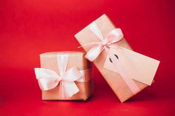 Christmas gift on ed background