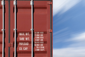 Colorful stack of container shipping at dockyard..