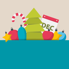 Flat design christmas concept. A set of flat design with Xmas elements.