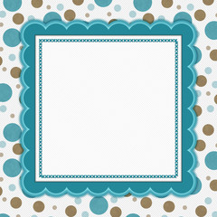 Teal, Brown and White Polka Dot Frame Background