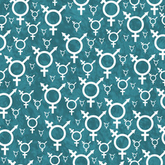 Teal and White Transgender Symbol Tile Pattern Repeat Background