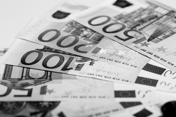 Closeup of Euro Banknotes