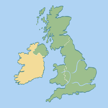 Cartoon vector map of United Kingdom for children.
