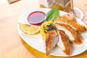 Roasted chicken breast with cranberry sauce