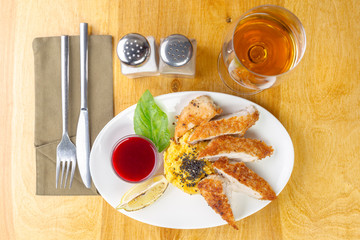 Roasted chicken breast with cranberry sauce