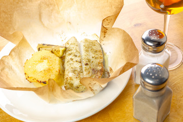 Baked fish with potato