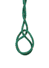 Green nylon rope tied the knot