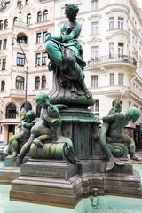 Fototapeta na wymiar Providentia figure in Providentiabrunnen fountain