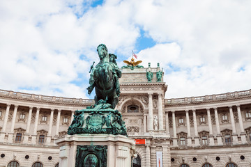 Fototapeta na wymiar statue Prince Eugene and Neue Burg Palace, Vienna