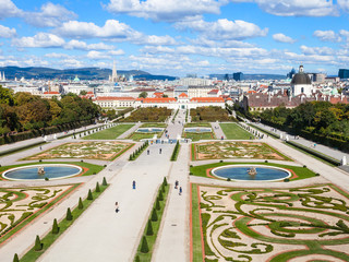 Vienna skyline and Belvedere gardens - obrazy, fototapety, plakaty