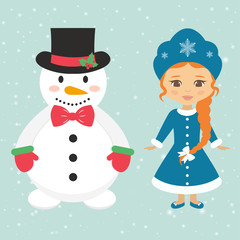 snow maiden and snowman