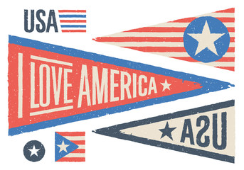 Set of design elements for Independence Day in USA. Vector illustration