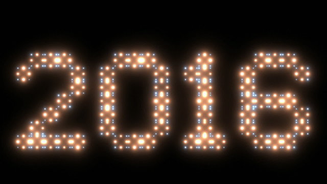 New Year, 2016text, animated lights