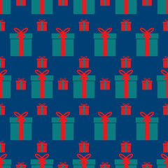 seamless pattern of boxes with gifts