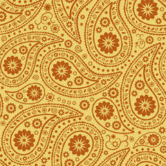 Seamless Paisley background. Elegant Hand Drawn vector pattern.