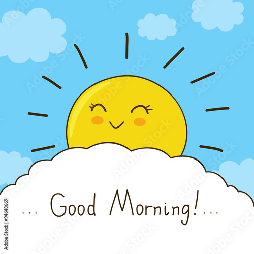 "Happy sun wishes you good morning " Stock image and royaltyfree