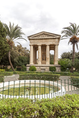 Fototapeta na wymiar Temple in Barakka Gardens in capital of Malta - Valletta, Europe