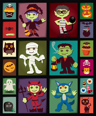Fototapeta premium Vintage Halloween poster design set