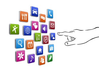 アプリにタッチする手