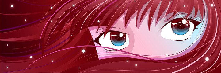 Naklejka premium Ogień - rudowłosa dziewczyna Manga