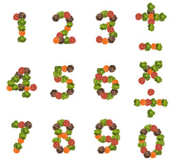 Number made from fresh tomato salad and carrot.