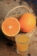 fresh orange with juices