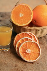 fresh orange with juices