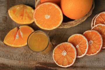 fresh orange with juices