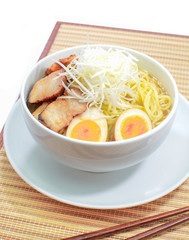 Traditional Japanese food ramen , Egg noodle soup