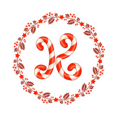 K letter christmas candy with wreath