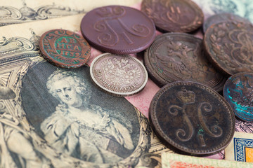 Old Russian money and coins