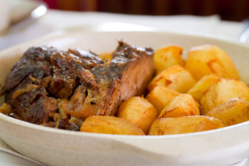 baked meat with potato in dish