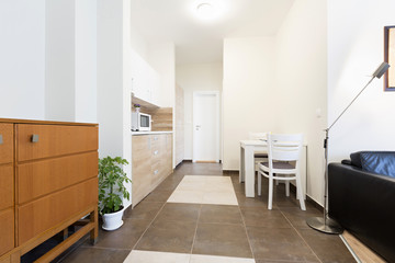 Interior of a classic styled apartment with wooden furniture