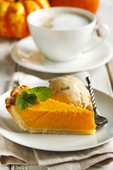 Pumpkin pie. Selective focus