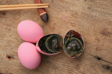 pink pickled preserved egg
