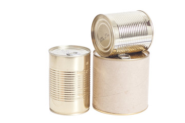 sealed metal cans isolated on white background