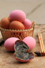 pink pickled preserved egg