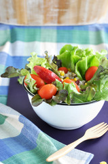 colorful salad in white bowl