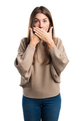 Girl covering her mouth