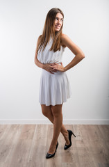 Pretty woman in studio